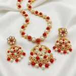 1 Gram Plated Coral & Pearl Necklace Set