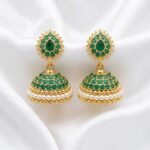 1 Gram Plated American Diamond Stone Pearl Jhumka