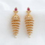 One Gram Gold Plated AD STONE Step Jhumka