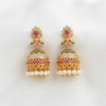 One Gram Gold Plated Multi Colour Jhumka