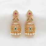 One Gram Gold Plated AD STONE Multi Colour Jhumka
