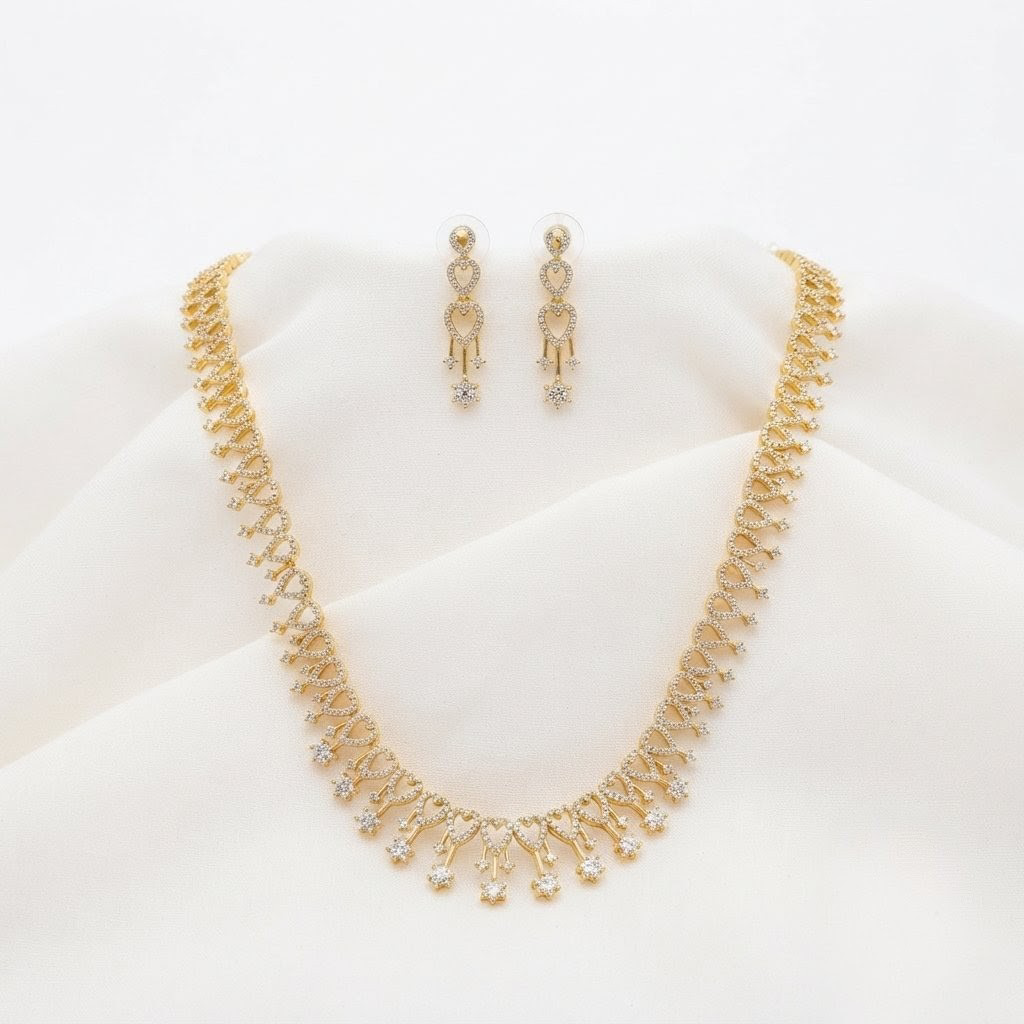 2026/07/1000424833.png One Gram Gold Plated AD STONE Haram With Earings - Image 1